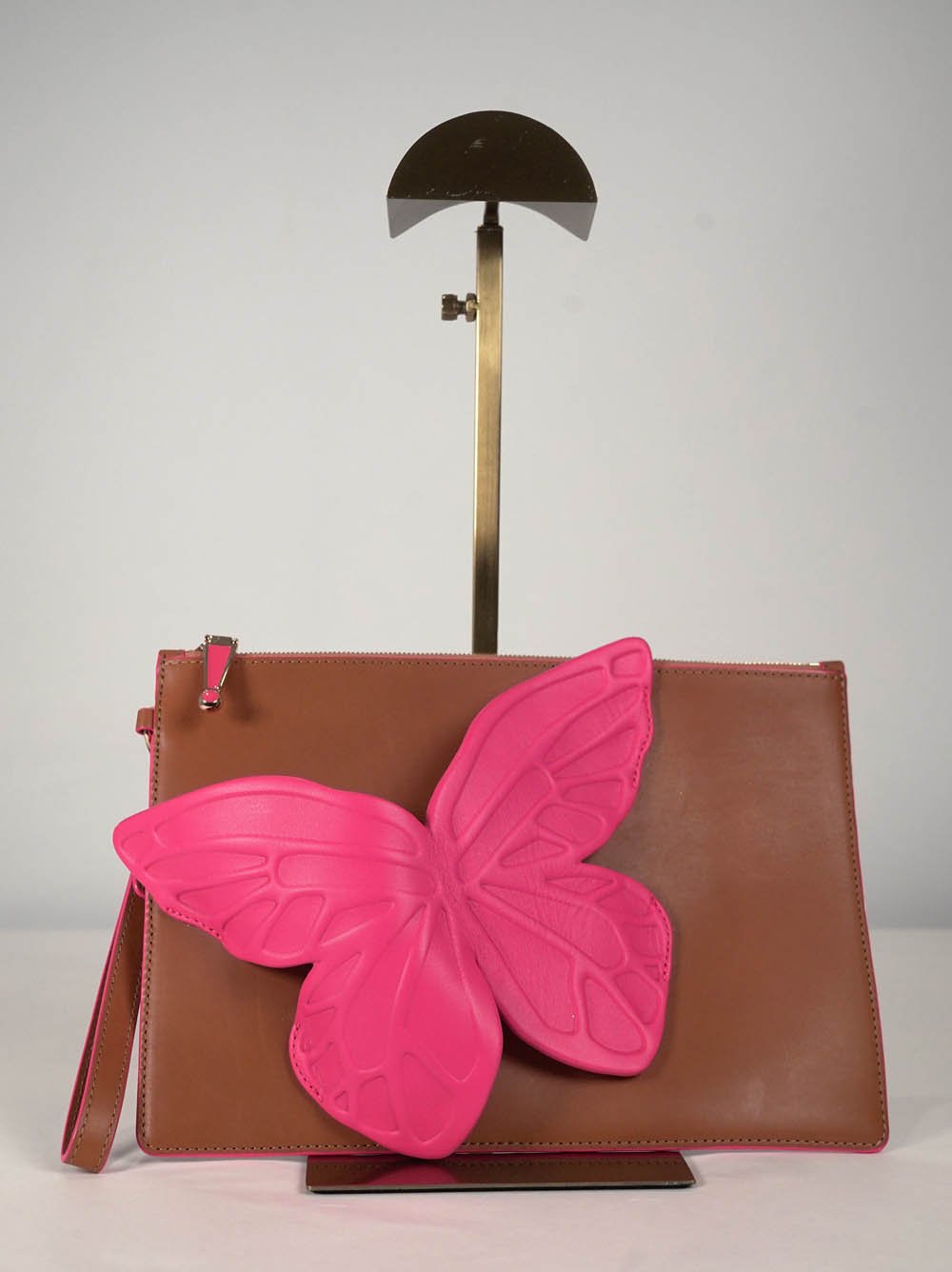 SOPHIA WEBSTER Cognac & Fluo Pink Clutch