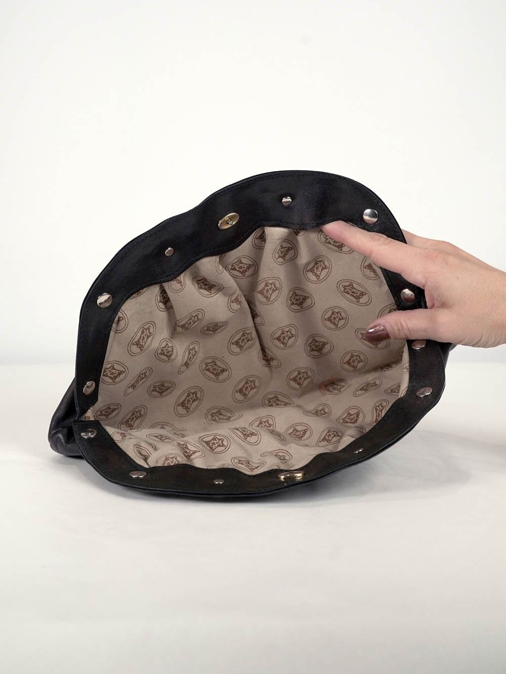 VINTAGE Stud Black Leather Clutch