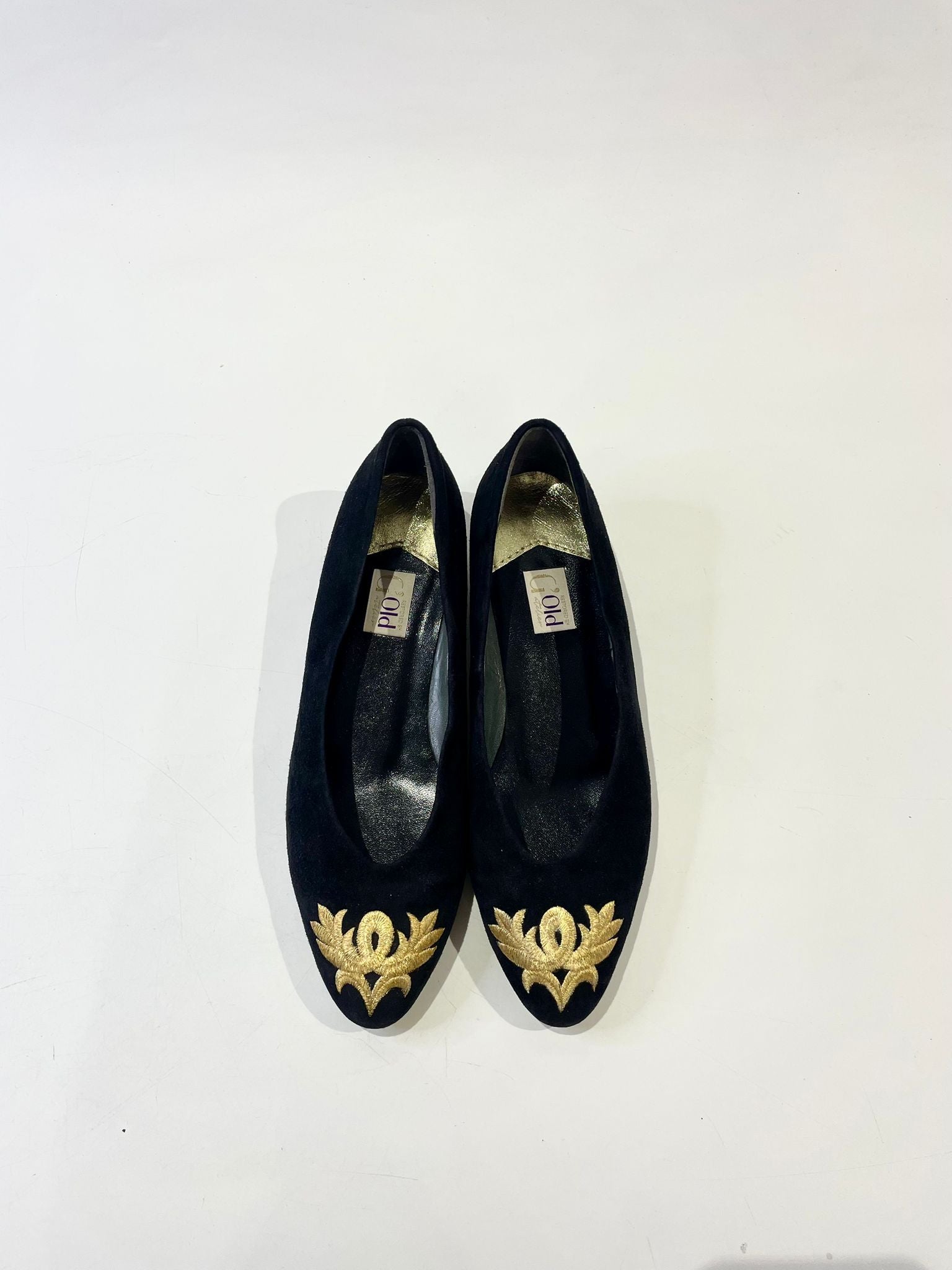 VINTAGE Black Suede Flats EU 39.5