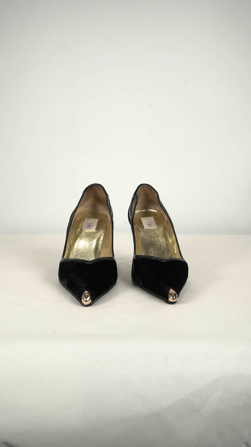VINTAGE Gold Tip Suede Pump EU 37