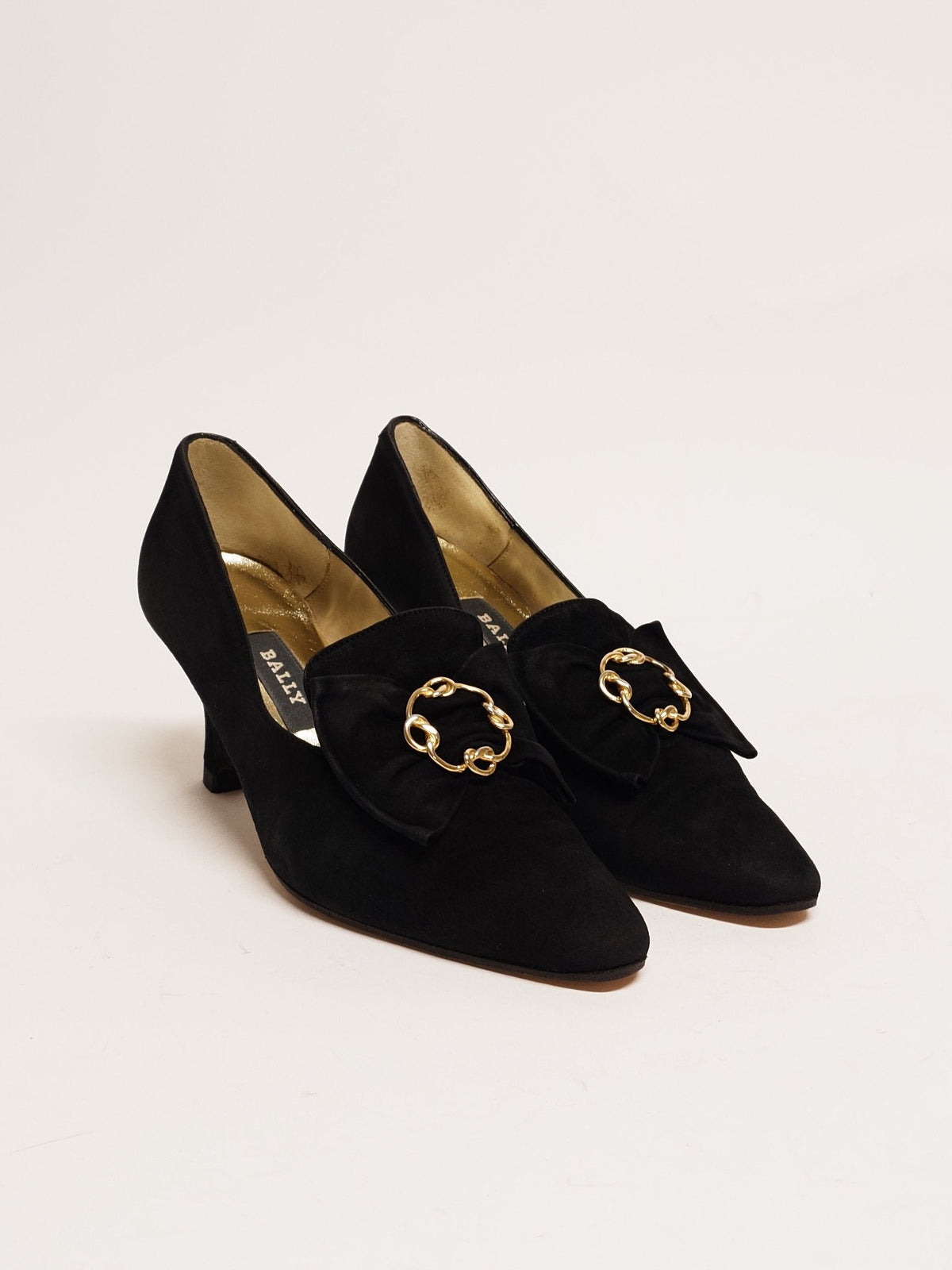 BALLY Black Bow Suede Pump Size 38 - 4