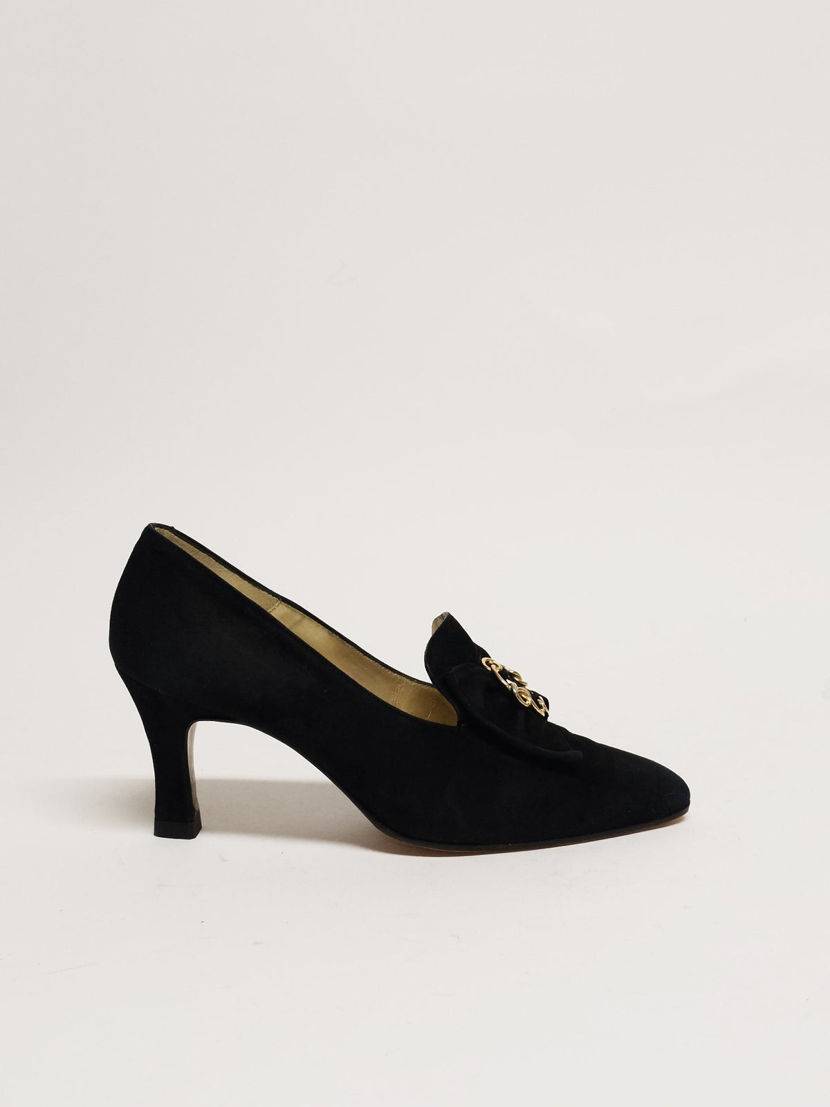 BALLY Black Bow Suede Pump Size 38 - 1