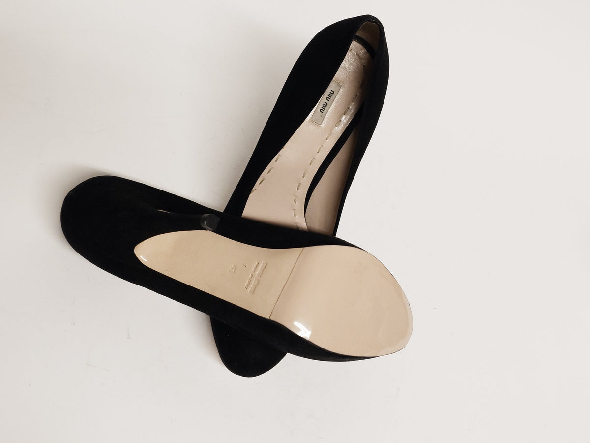 MIU MIU Black Suede Platform Pump Size 41 - 8