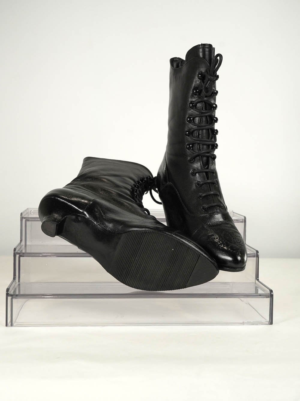 VINTAGE Black Leather Boots EU 37