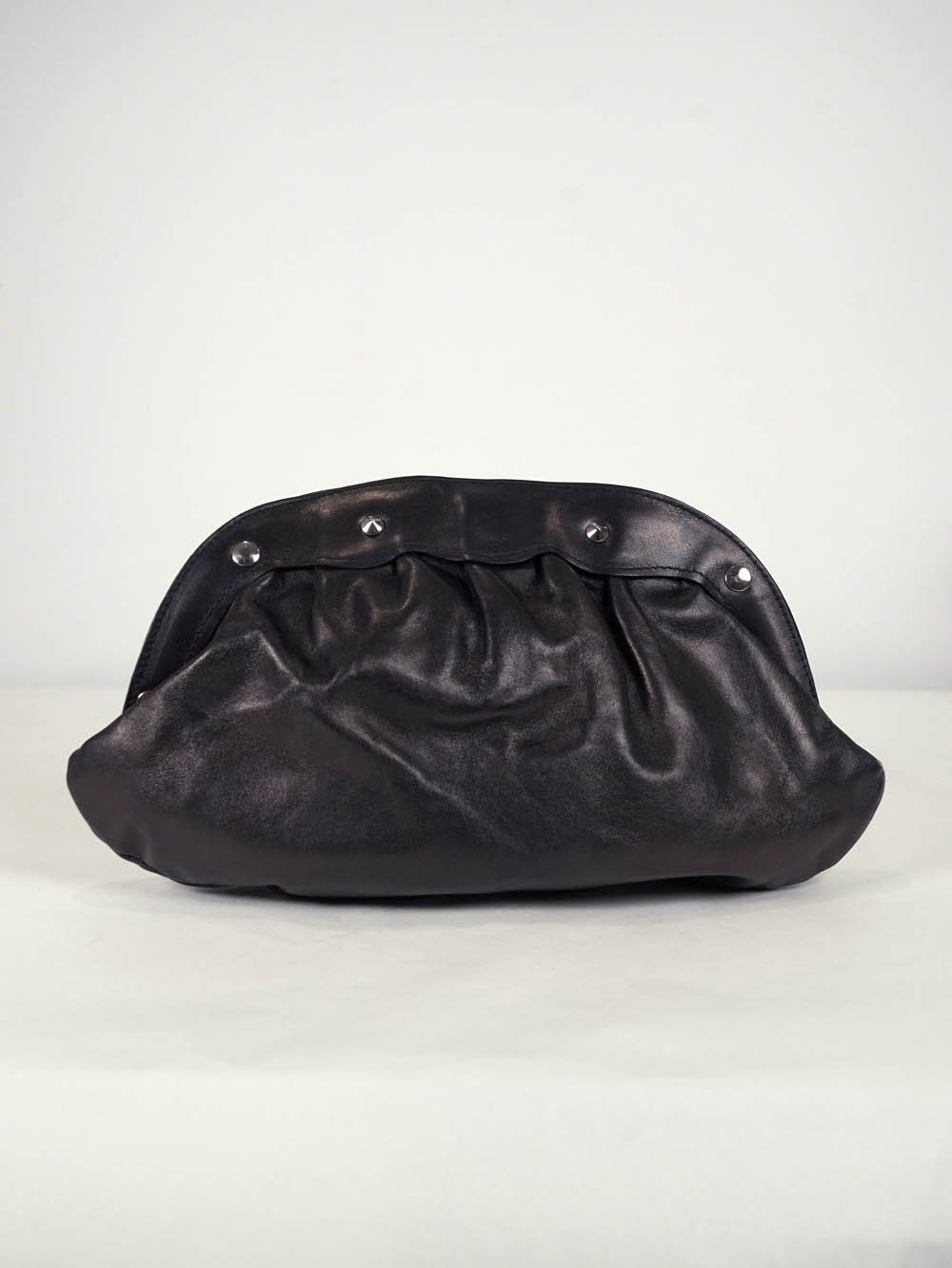 VINTAGE Stud Black Leather Clutch