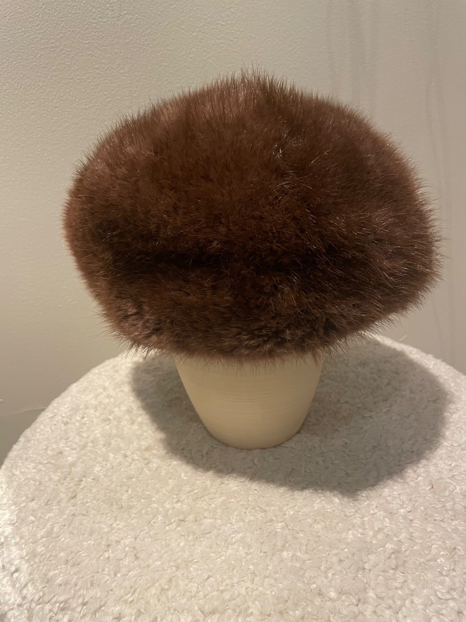 Pälsmössa i äkta mink, brun, stl M